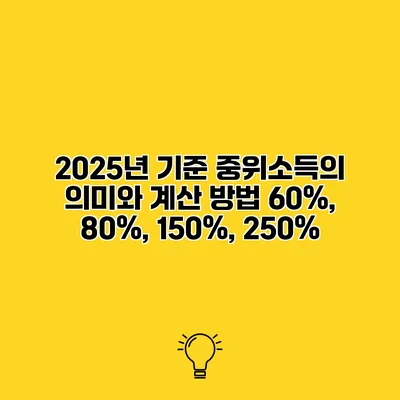 2025년 기준 중위소득의 의미와 계산 방법 60%, 80%, 150%, 250%