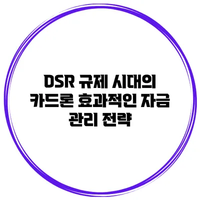 DSR 규제 시대의 카드론 효과적인 자금 관리 전략
