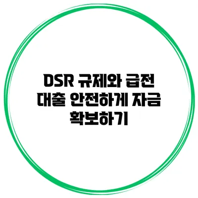 DSR 규제와 급전 대출 안전하게 자금 확보하기