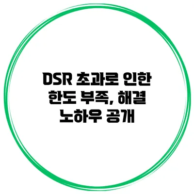 DSR 초과로 인한 한도 부족, 해결 노하우 공개