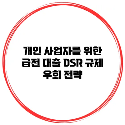 개인 사업자를 위한 급전 대출 DSR 규제 우회 전략