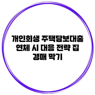 개인회생 주택담보대출 연체 시 대응 전략 집 경매 막기