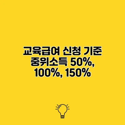 교육급여 신청 기준 중위소득 50%, 100%, 150%