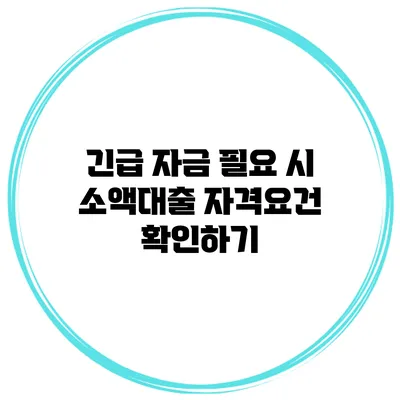 긴급 자금 필요 시 소액대출 자격요건 확인하기