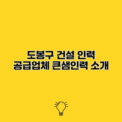 도봉구 건설 인력 공급업체 큰샘인력 소개