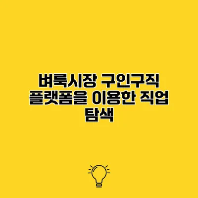 벼룩시장 구인구직 플랫폼을 이용한 직업 탐색
