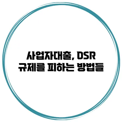 사업자대출, DSR 규제를 피하는 방법들