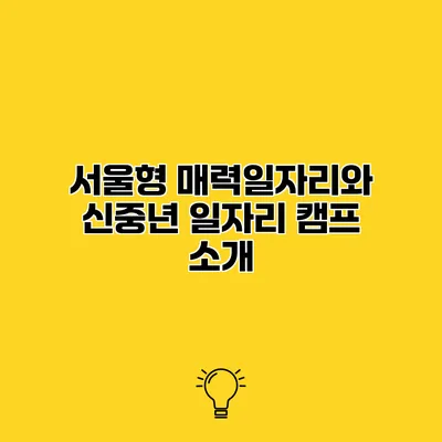 서울형 매력일자리와 신중년 일자리 캠프 소개