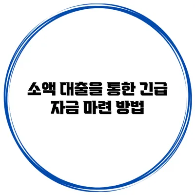 소액 대출을 통한 긴급 자금 마련 방법