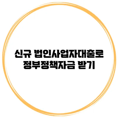 신규 법인사업자대출로 정부정책자금 받기