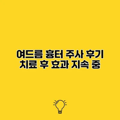 여드름 흉터 주사 후기 치료 후 효과 지속 중