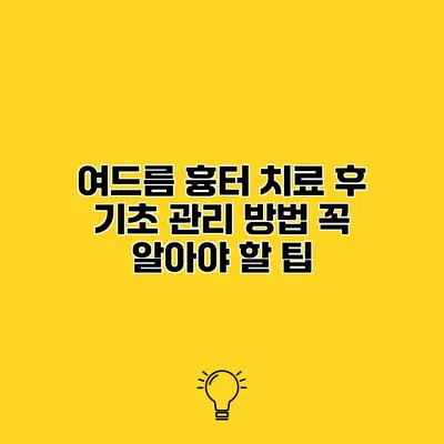 여드름 흉터 치료 후 기초 관리 방법 꼭 알아야 할 팁