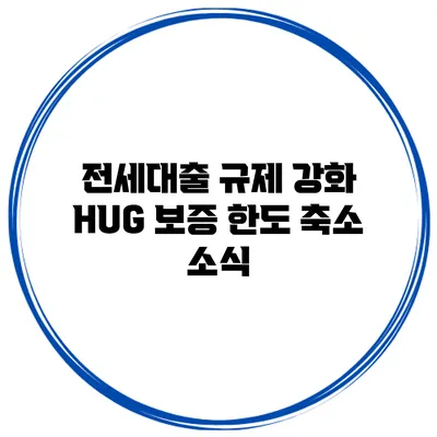 전세대출 규제 강화 HUG 보증 한도 축소 소식