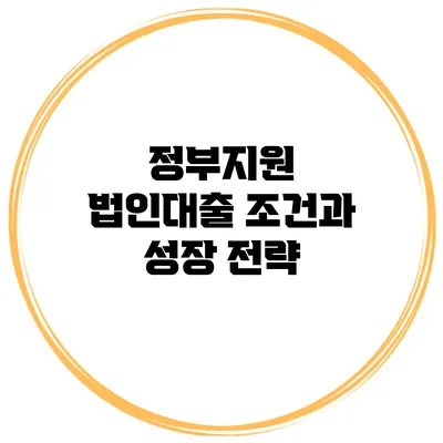 정부지원 법인대출 조건과 성장 전략