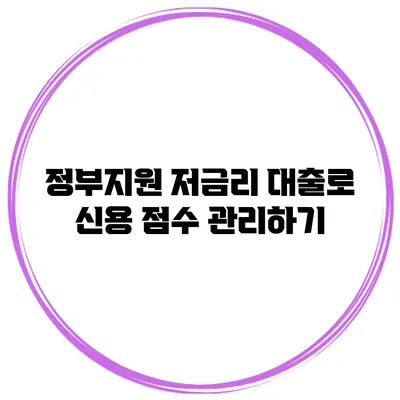 정부지원 저금리 대출로 신용 점수 관리하기