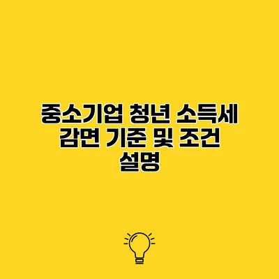 중소기업 청년 소득세 감면 기준 및 조건 설명