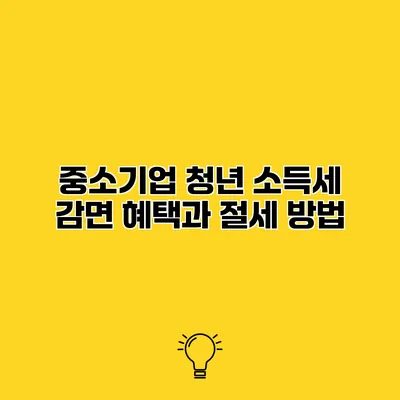 중소기업 청년 소득세 감면 혜택과 절세 방법