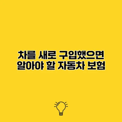 차를 새로 구입했으면 알아야 할 자동차 보험
