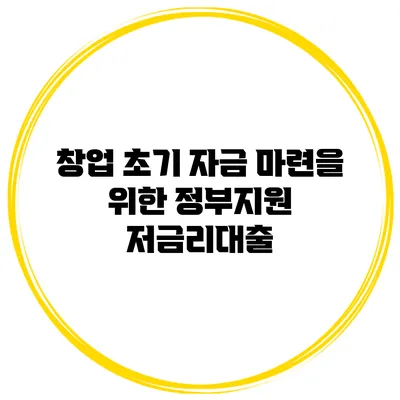 창업 초기 자금 마련을 위한 정부지원 저금리대출
