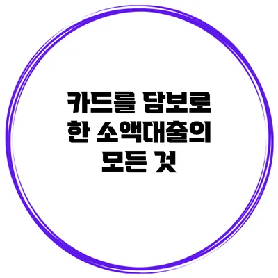 카드를 담보로 한 소액대출의 모든 것