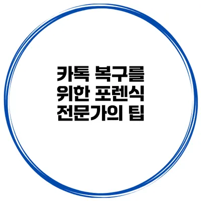 카톡 복구를 위한 포렌식 전문가의 팁