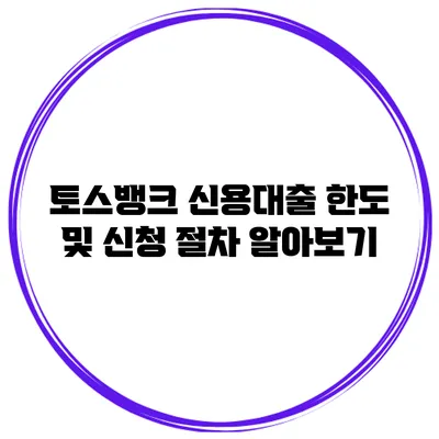 토스뱅크 신용대출 한도 및 신청 절차 알아보기