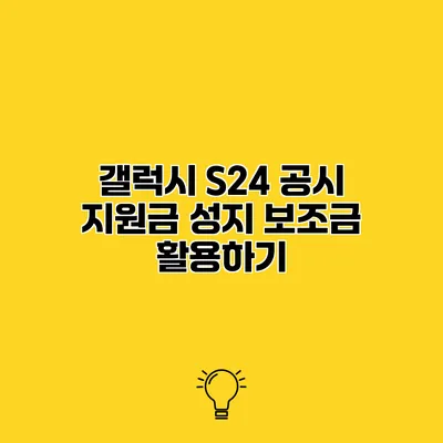 갤럭시 S24 공시 지원금 성지 보조금 활용하기