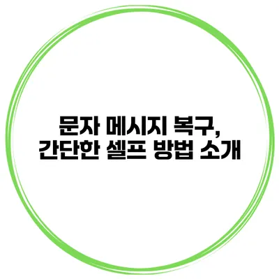 문자 메시지 복구, 간단한 셀프 방법 소개